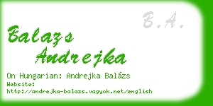 balazs andrejka business card
